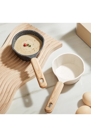 Xiyyadms Evde Kullanım İçin Minik Mutfak Tenceresı Seti 2 Adet - Mefit Kaplama, Sıvı Yağlandırabilir, Omlet/bezelye Pişirebilir, Gaz Ocağı Uyumlu Beyaz+siyah Diğer