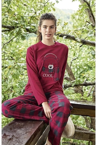 Aydoğan | Kadın Uzun Kol Kışlık Kalın Polar Pijama Takım Bordo