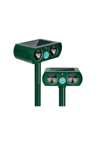 Hangfox Güneş Enerjili Ultrasonik Hayvan Kovucu, Yeşil Renk, 8m Etki Mesafesi, 110 Algılama Açı, Ipx4 Su Geçirmez, Sıçan-kedi-köpek-yılan Kovucu