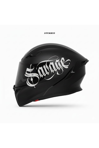 Savage Kask Sticker Motor Kaskı İçin Premium Yazı Sticker Beyaz