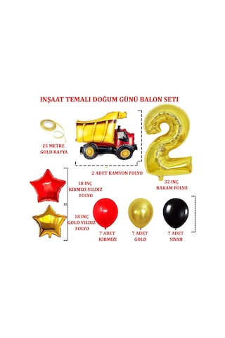 2 Yaş İnşaat Temalı Doğum Günü Parti Kutlama Seti