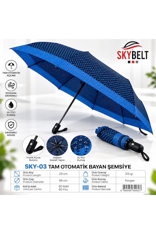 Atyticaret Tam Otomatik Bayan Şemsiye 8 Telli Renkli Desenli Çok Renkli
