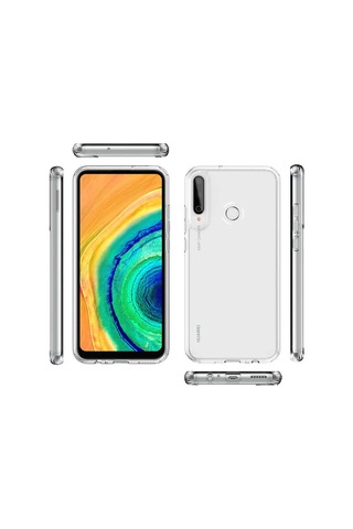 Huawei P40 Lite E Kılıf Zore Coss Şeffaf Sert Silikon Kılıf Renksiz
