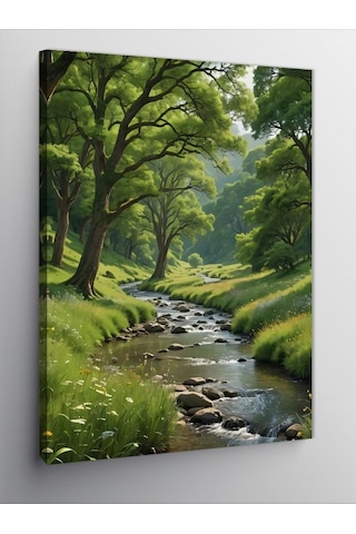 Kanvas Tablo Ormandaki Göl Ve Ağaçlar 70cmx100cm