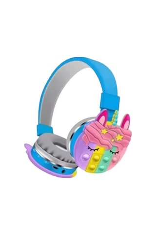 Kt-55c Unicorn Popit Kablosuz Kulaklık Şarjlı Kulaküstü Bluetooth Kulaklığı Mikrofonlu Hafıza Kartı Girişli Sevimli Kulaklık