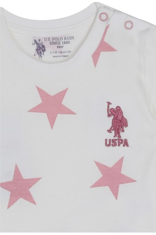U.S. Polo Assn. Lisanslı Bebek Uzun Kol Body Zıbın Usb1298 Krem