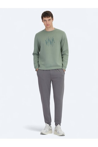 Kip Mint Bisiklet Yaka Desenli Sweatshırt Mint