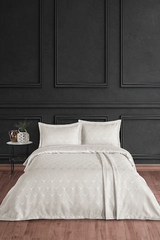 Clasy Jakarlı Şönil Çift Kişilik Yatak Örtüsü 240x250cm Krem