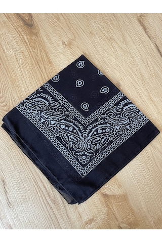 Pamuklu Klasik Desen Unisex Bandana Renkli Bandana Etnik Desenli A Kalite Bandana Siyah