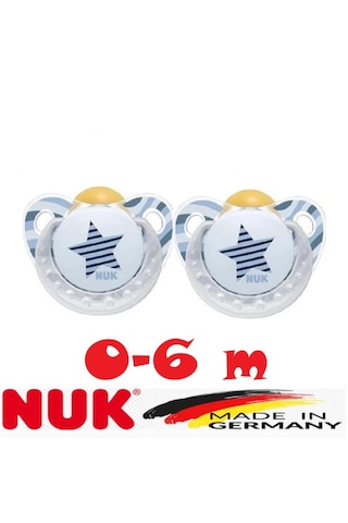Nuk Trendline Adore Halkalı Ortodontik Kauçuk Emzik 0-6 Ay İkili / Mavi Açık Mavi