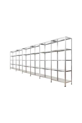 Çelikrafburada 5 Katlı 6 Lı Bitişik Çelik Galvaniz Arşiv Rafı Depo Rafı Kiler Rafı 31x60x200 Dx51 Kalite Gümüş