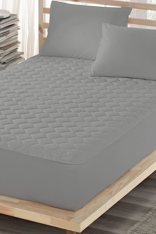 Ely Parker Alez Sıvı Geçirmez Pamuklu Kapitoneli Fitted Çift Kişilik Tek bebek su yatak Koruyucu YSTK79 Gri