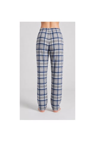 Yasar Underwear Kadın Ekose Pijama Altı Lastikli Bel Kurdele Detaylı Rahat Kesim Gri,lacivert Gri,lacivert