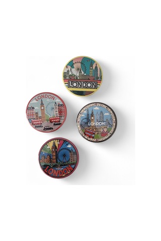 Londra Magnet Set 1 - 4'lü Buzdolabı Magnet London Karışık Renkli