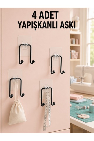 Shnstore 4 Adet Çok Amaçlı Yapışkanlı Askılık Ev Düzenleyici Duvar Askı Seti Shntknd0720 Çok Renkli