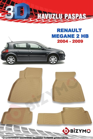 Renault Megane 2 Hb 2004-2009 Ve Sonrası 3D Bej Paspas Takımı Biz