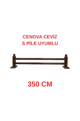 Cenova S Pile Ve Perde Düğmesi Uyumlu Çetray Çift Raylı Modern Ahşap Rustik Ceviz 350 Cm Ceviz
