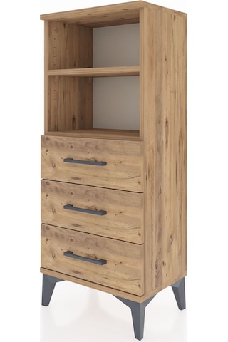 Arges Komodin 2 Raflı 3 Çekmeceli 44x30x106 Çam-çam Çam