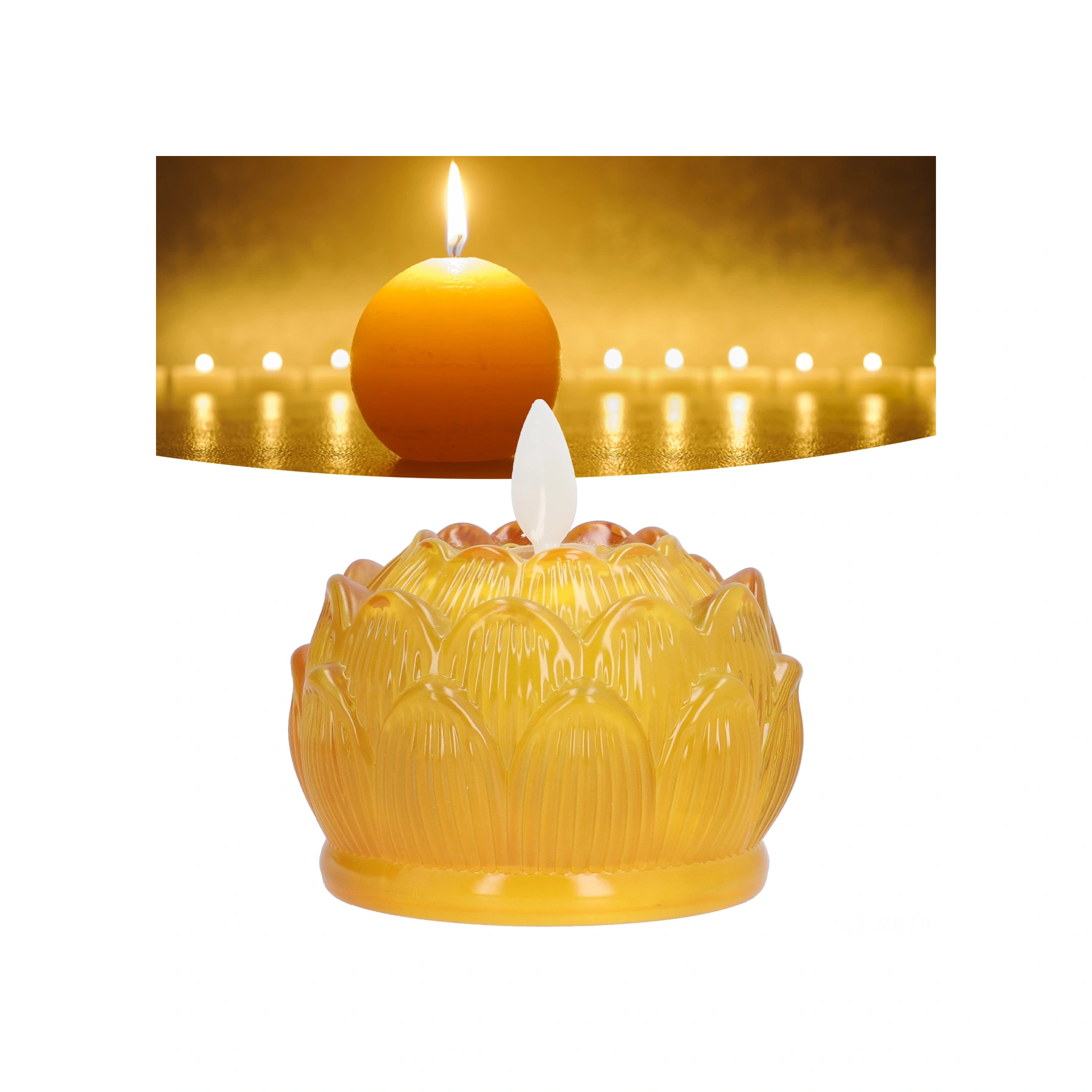 Geeroyoo Mavi Simülasyon Cam Led Lotus Aydınlatma, Buhara Stili Ev Dekorasyonu, Ofis, Otel, Çay Evi İçin Kullanıma Uygun, Sarı Işık, Pil Gerekli Pil Dahil Değil Diğer