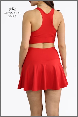 Kırmızı Etek Içi Sabit Şortlu Lycralı Yüksek Bel Skirt With Shorts Casual Beachwear Tennis 1101 Kırmızı