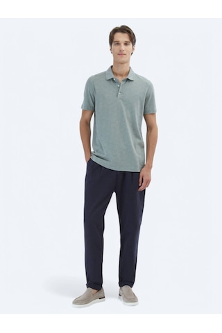 Kip Haki Desenli Polo Yaka Pamuk Karışımlı T-shirt Haki
