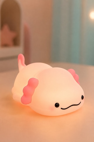 Axopo - Aksolotl Figürlü Şarjlı Silikon Gece Lambası 3 Kademe Dokunmatik Usb-c Pembe Pembe