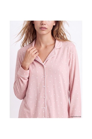 Lcw Dream Pembe Gömlek Yaka Desenli Kadın Pijama Takım