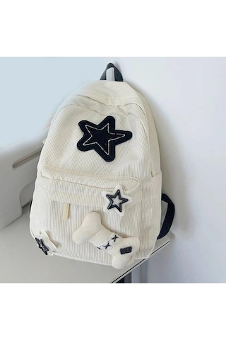 Ebitda Siyah Y2k Estetik Sırt Çantası Yıldız Desen Tiki Kadife Sırt Çantası, Üniversite Öğrencisi Bilgisayar Çantası Kız İçin Siyah