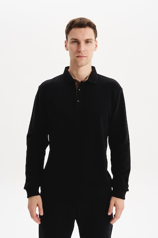 AR-MA Arma Erkek Regular Fit Selanik Kumaş Düğmeli Polo Yaka Sweatshirt Pamuk Polyester Karışımlı K30564699202 Siyah