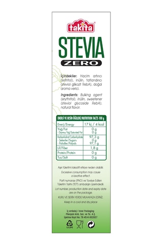 Takita Stevia Zero Toz Tatlandırıcı 250 G