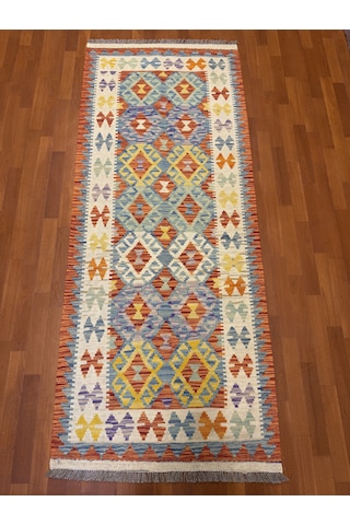 El Dokuma Afgan Kilim Yolluk 100% Yün Kök Boya Harıka Desenlı Yolluk Çok Renkli