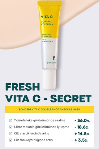 Retinol Ve C Vitamini İçeren Aydınlık Görünüm Sağlayan Conceal Göz Kremi Vita C Eye Cream
