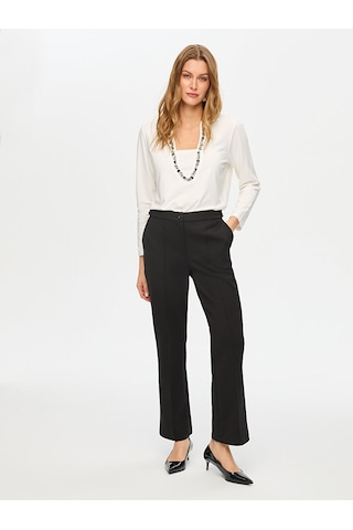 Faik Sönmez Önü Dikiş Detaylı Wide Leg Fit Örme Pantolon S26pnt017 Us26pnt01710 Siyah