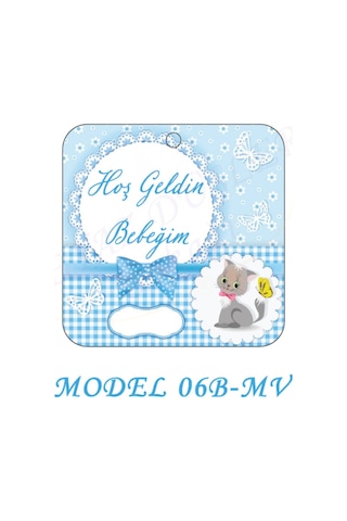 Beyazdüşlersokağı Şekilli Etiket (25 Ad) Bebek Süsü,Doğum Günü (Etk-06B)
