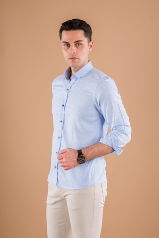 Modtime Slimfit Hasır Dokulu İnce Kumaş Pamuklu Yazlık Erkek Gömlek 001