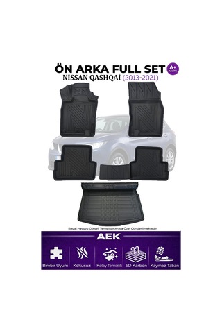 Nissan Qashqai 2014-2021 5d Karbon Paspas Takımı +3d Pvc Bagaj Ha