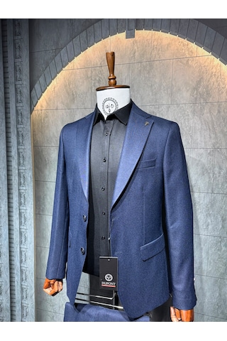 Dupont Classics Dupont Slim Fit Mono Yaka 6 Drop Yarım Astar Çift Yırtmaç 2'li Takım Elbise Lacivert