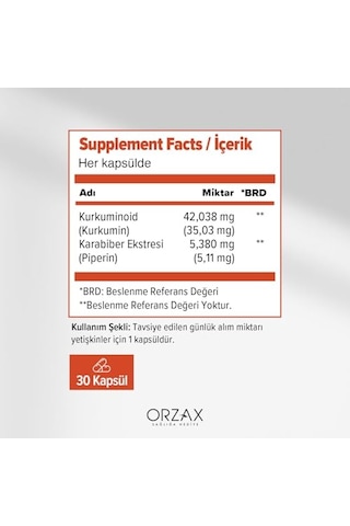 Curcumin Ve Karabiber Ekstresi İçeren 30 Kapsül