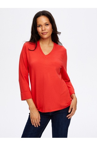 V Yaka Truvakar Kol T-shirt W26tsh002 Bw26tsh00241 Kırmızı