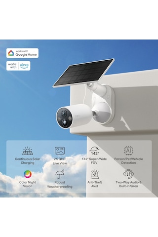 Tp-lınk Tapo Tc85 Kıt C425 Kıt , 2k Qhd, 4,0mpix, Dış Mekan, Ip66, Wifi, 15mt. Renkli Gece Görüşü, İki Yönlü Ses, Yapay Zeka Destekli, Güneş Enerjili Güvenlik Kamerası Kiti