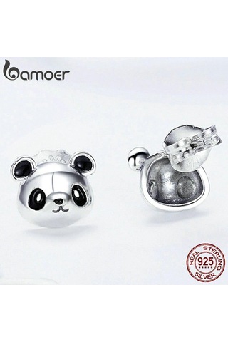 Bamoer Hakiki 100% 925 Ayar Gümüş Hayvan Koleksiyonu Sevimli Panda Saplama Küpe