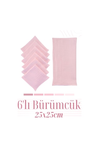 Bürümcük 25x25cm Bebek Ağız Bezi Ter Bezi 6'lı Pmb Pembe