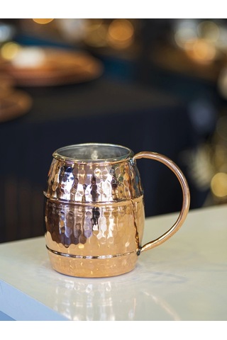 Bakır Bardak Fıçı Model 2li Parlak Bakır Renk