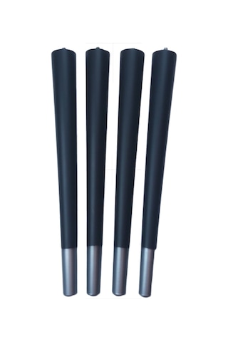 Gürgen Ahşap Sandalye Sehpa Ayağı Metrik-8 Vidalı 42 Cm - 4 Adet Ucu Gümüş Siyah Renk