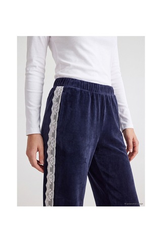 Lcw Dream Lacivert Yanları Şeritli Kadın Kadife Pijama Altı
