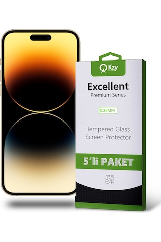 Apple Uyumlu   iPhone 14 Pro ile Kırılmaz Temperli Ekran Koruyucu Cam Ekonomik 5'li Paket