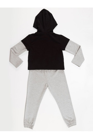 Denokids Minik Panda Kız Eşofman Takım Gri - Siyah