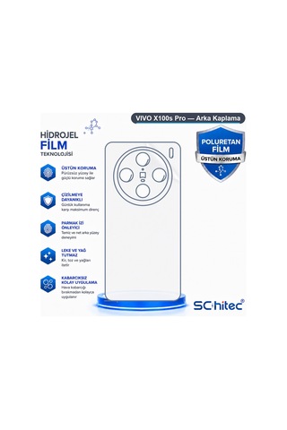 Schitec Vıvo X100s Pro Uyumlu Arka Yüzey Hidrojel Koruyucu Film 60941325
