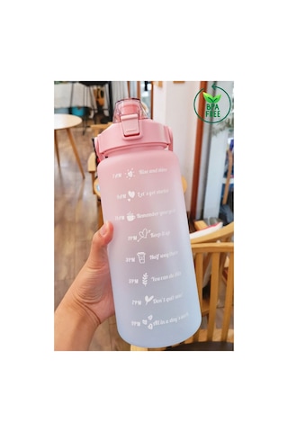 Özel Üretim Günlük Matara Antrenman Suluğu Renkli Şişe Motivasyonel Suluk Seti 2000 Ml. Ve 900 Ml. Çok Renkli