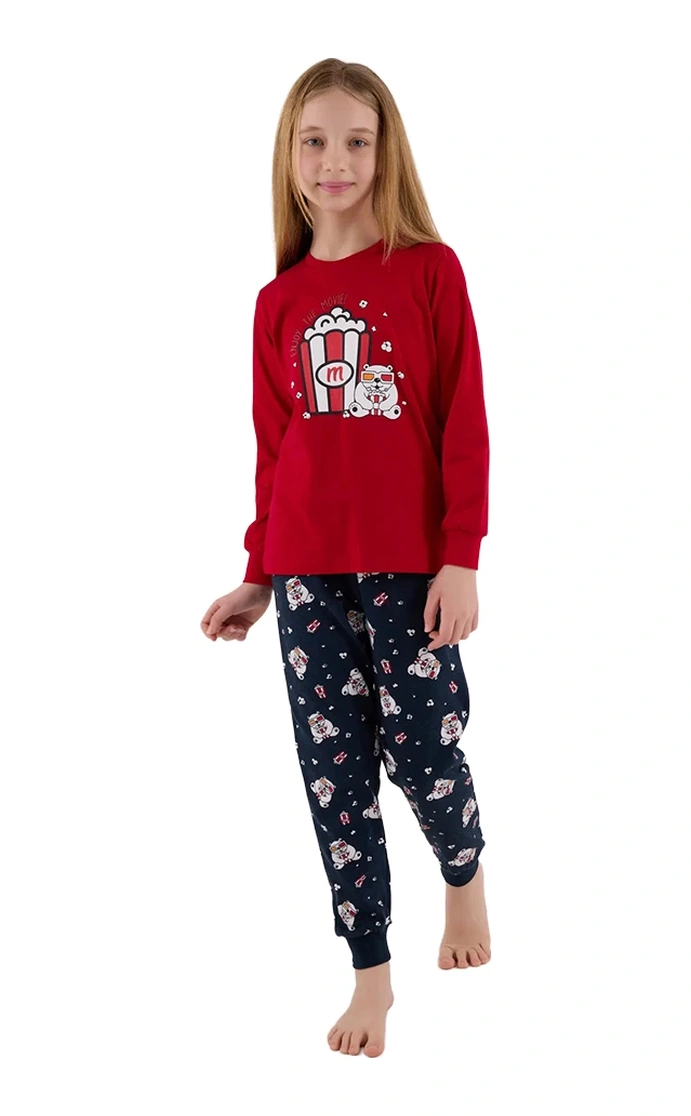 Rolypoly Rp3678-2 Anne Kız Kışlık İkili Pijama Takım Kız Kırmızı